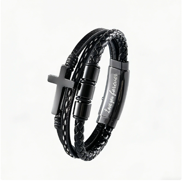 To My Son - Braided Faith Leather Bracelet