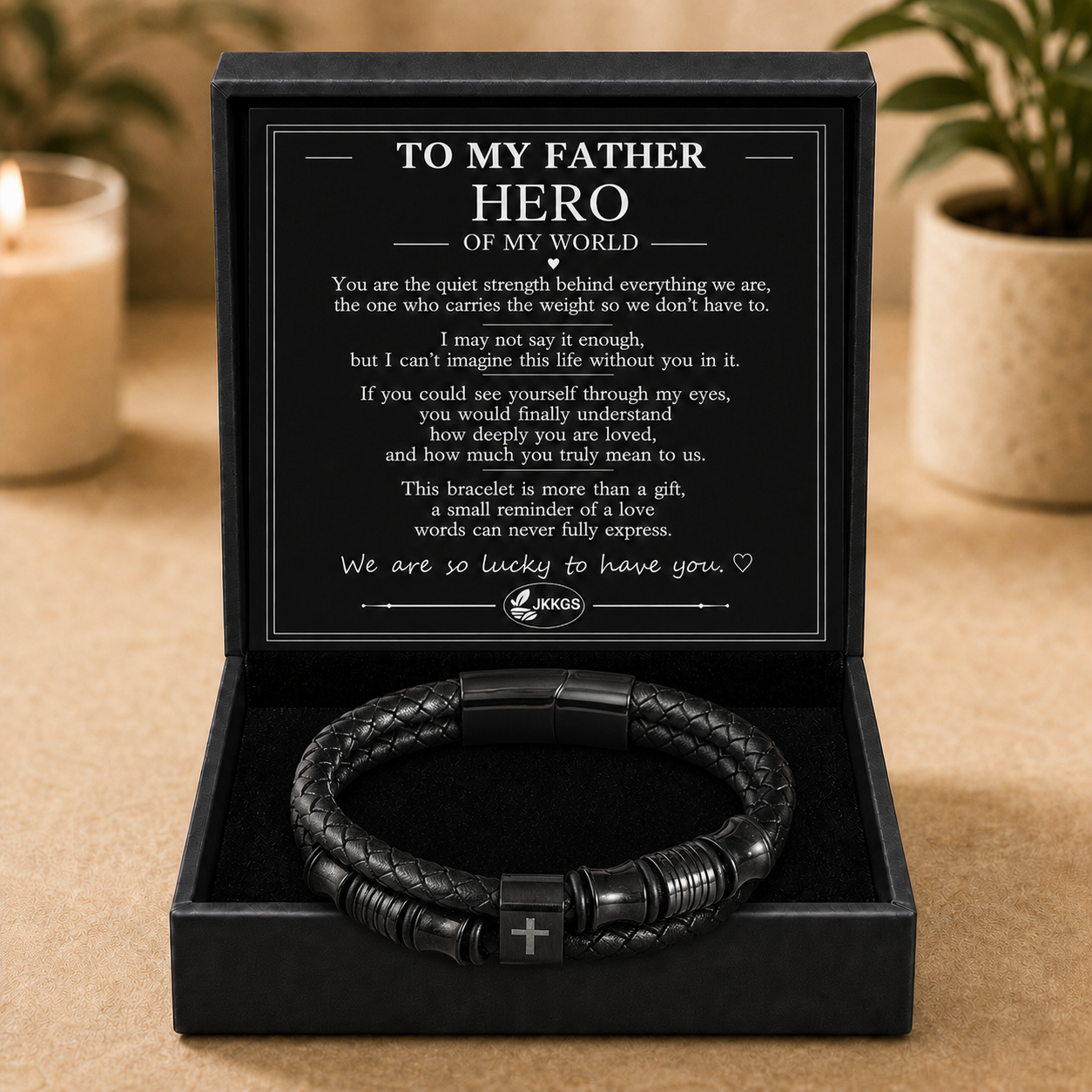 To My Father - Leather Braided Bond Bracelet