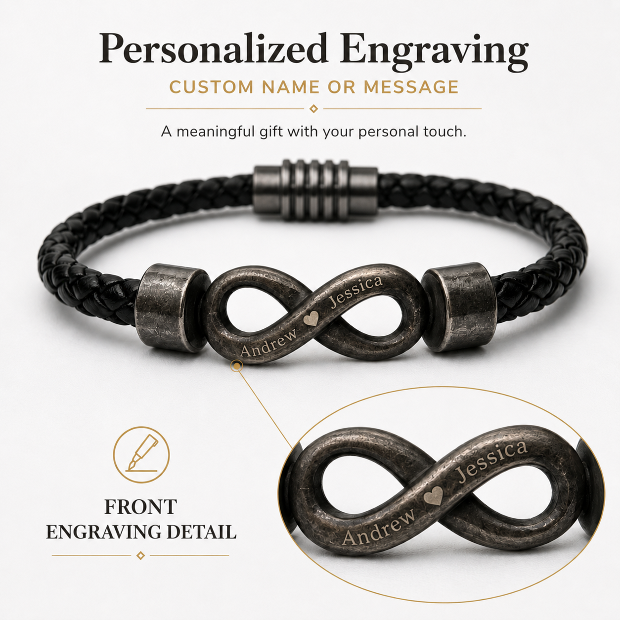 To My Father Black Infinity Braided Bracelet