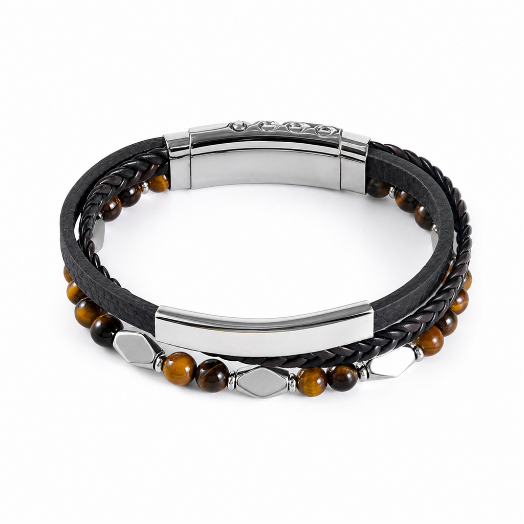 To My Son Guiding Light Engraved Stone Bead Bracelet