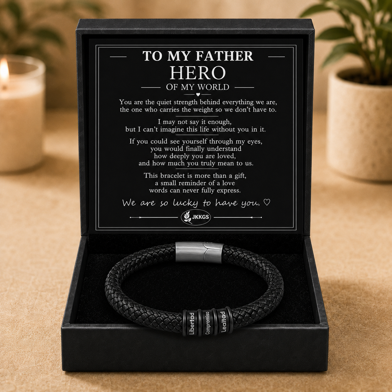 To My Father - Infinite Gratitude Leather Bracelet