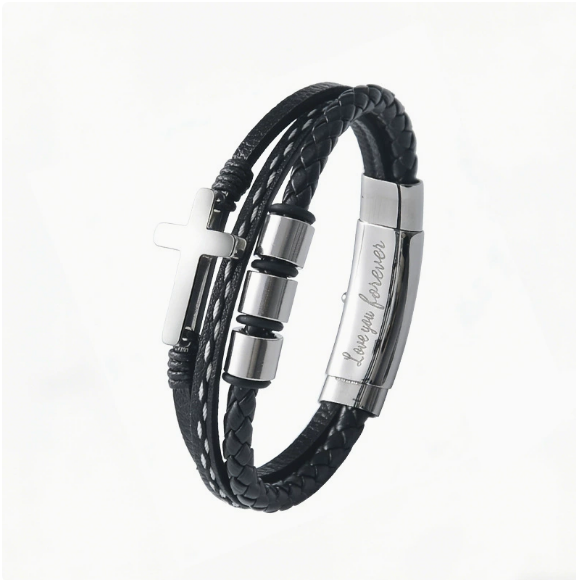To My Son - Braided Faith Leather Bracelet