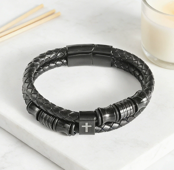 To My Father - Leather Braided Bond Bracelet