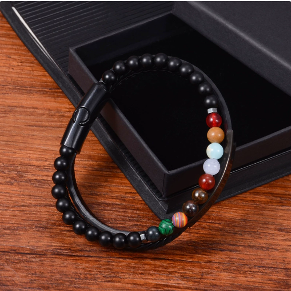 To My Husband Courage Multicolor Stone Bead Bracelet