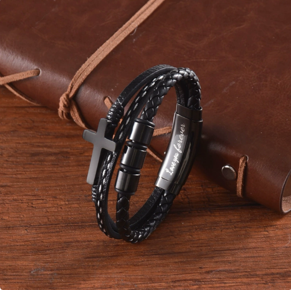 To My Son - Braided Faith Leather Bracelet