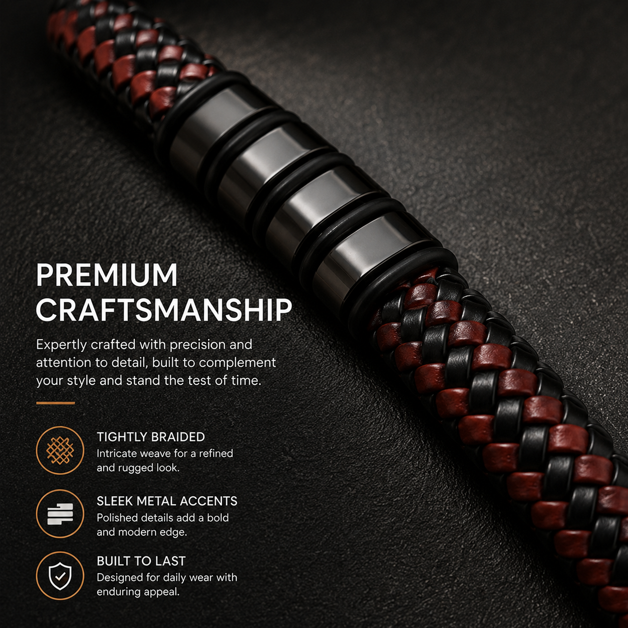 To My Grandson Legacy Two-Tone Woven Bracelet