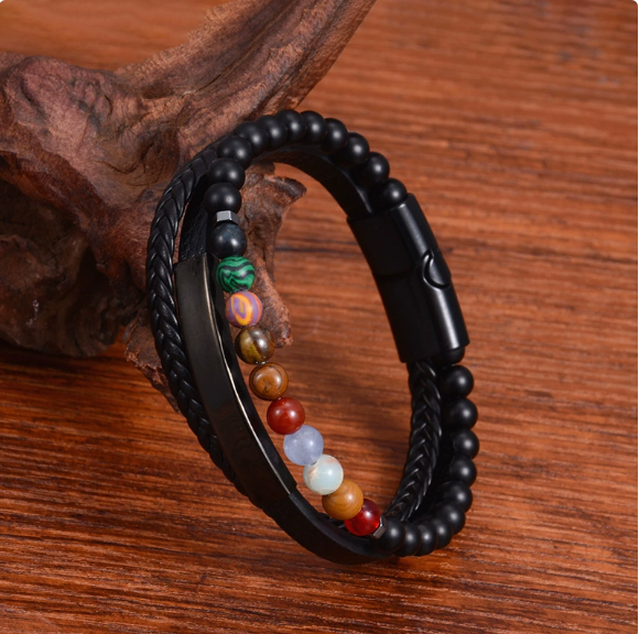 To My Husband Courage Multicolor Stone Bead Bracelet