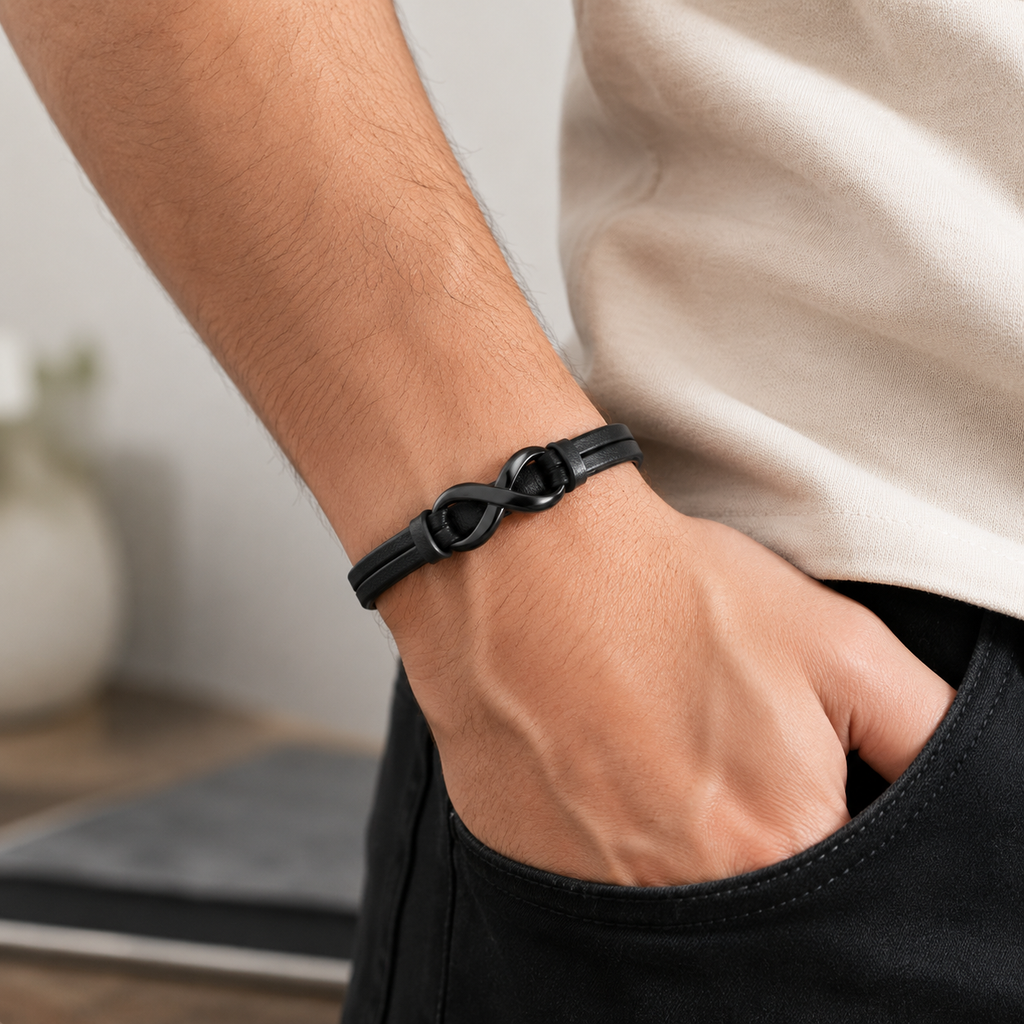 To My Son Always With You Black Infinity Cuff Bracelet