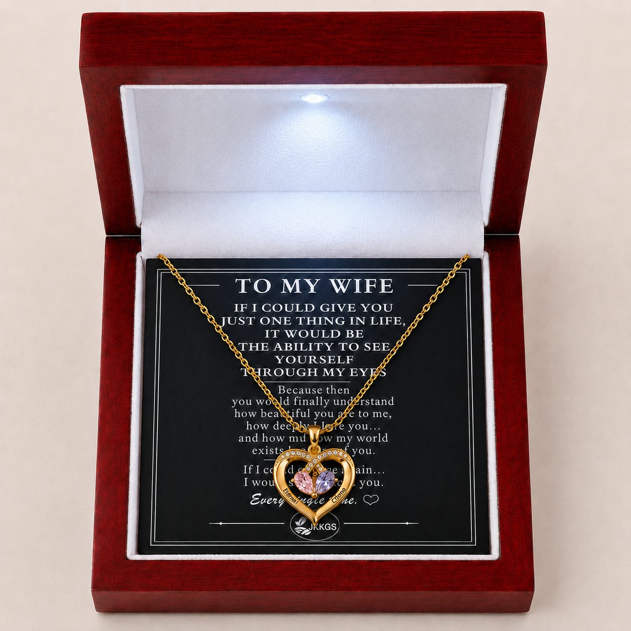 To My Wife Two Hearts Two-Stone Heart Necklace