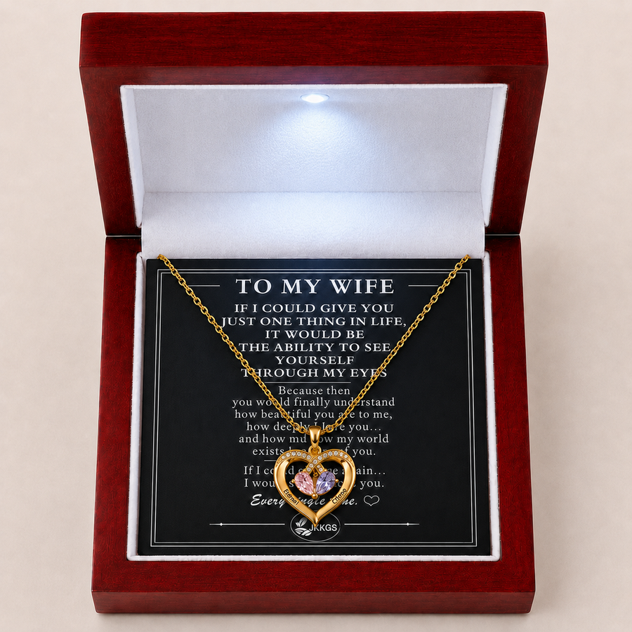 To My Wife Two Hearts Two-Stone Heart Necklace
