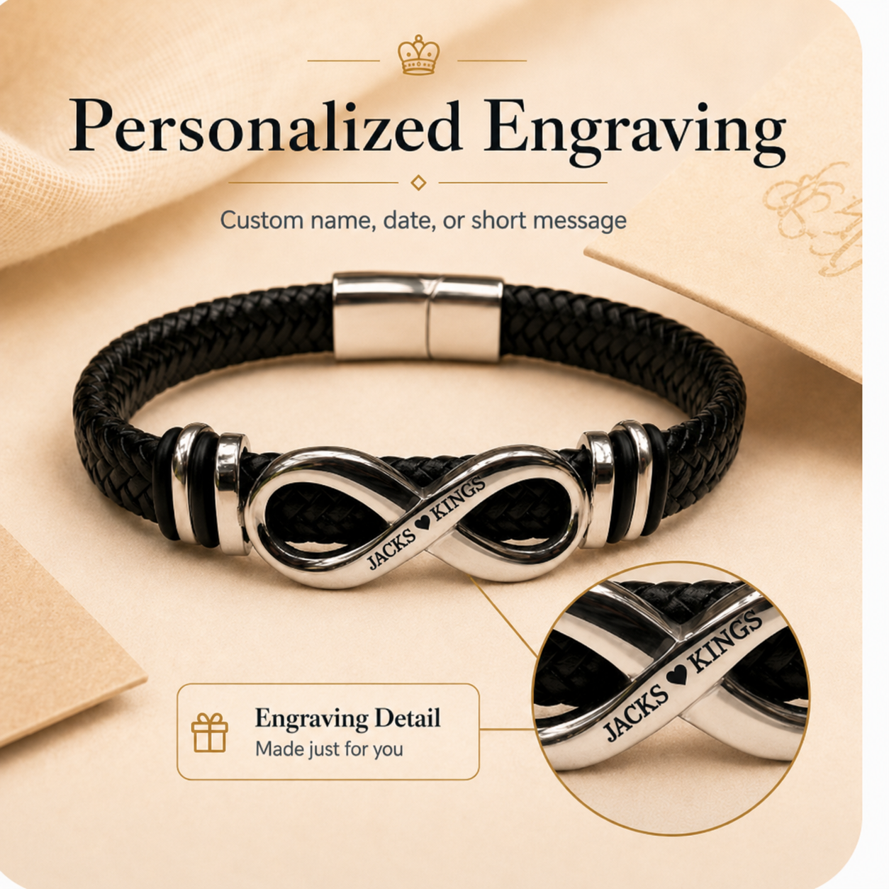 To My Son Quiet Strength Sculpted Infinity Bracelet
