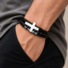 To My Father Faith Layered Cross Bracelet