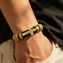 To My Son - Cross & Anchor Leather Bracelet