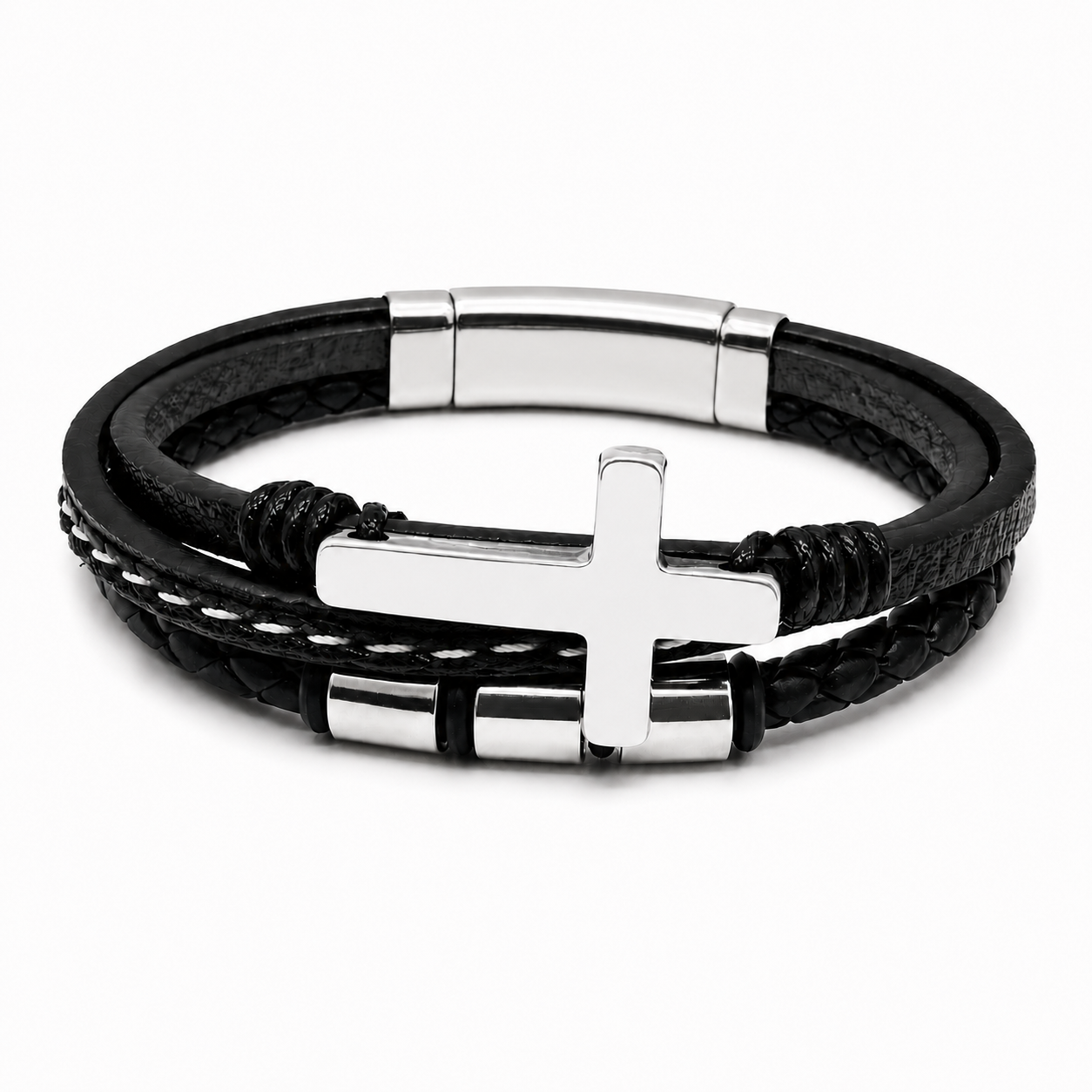 To My Grandson Faith Layered Cross Bracelet
