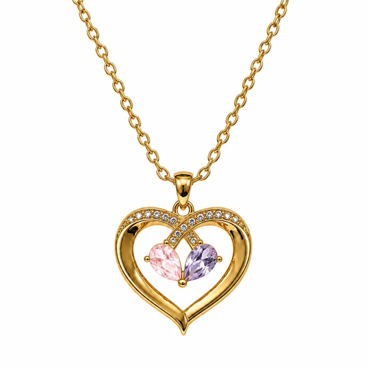 To My Daughter Two Hearts Two-Stone Heart Necklace