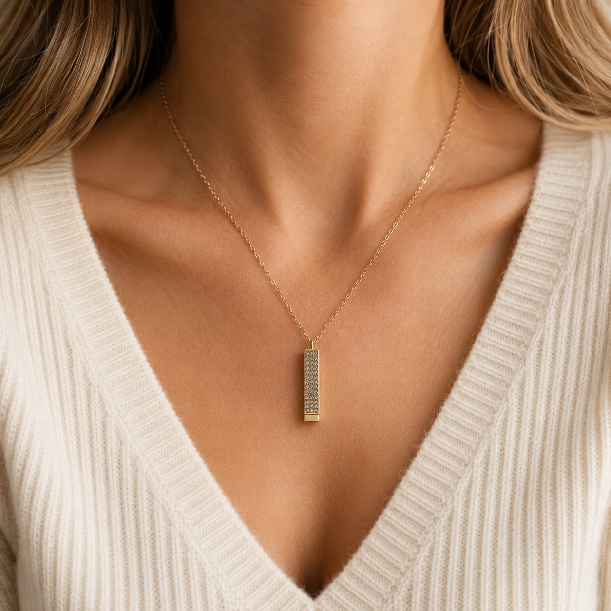 To My Mother Shine Stone-Set Bar Necklace