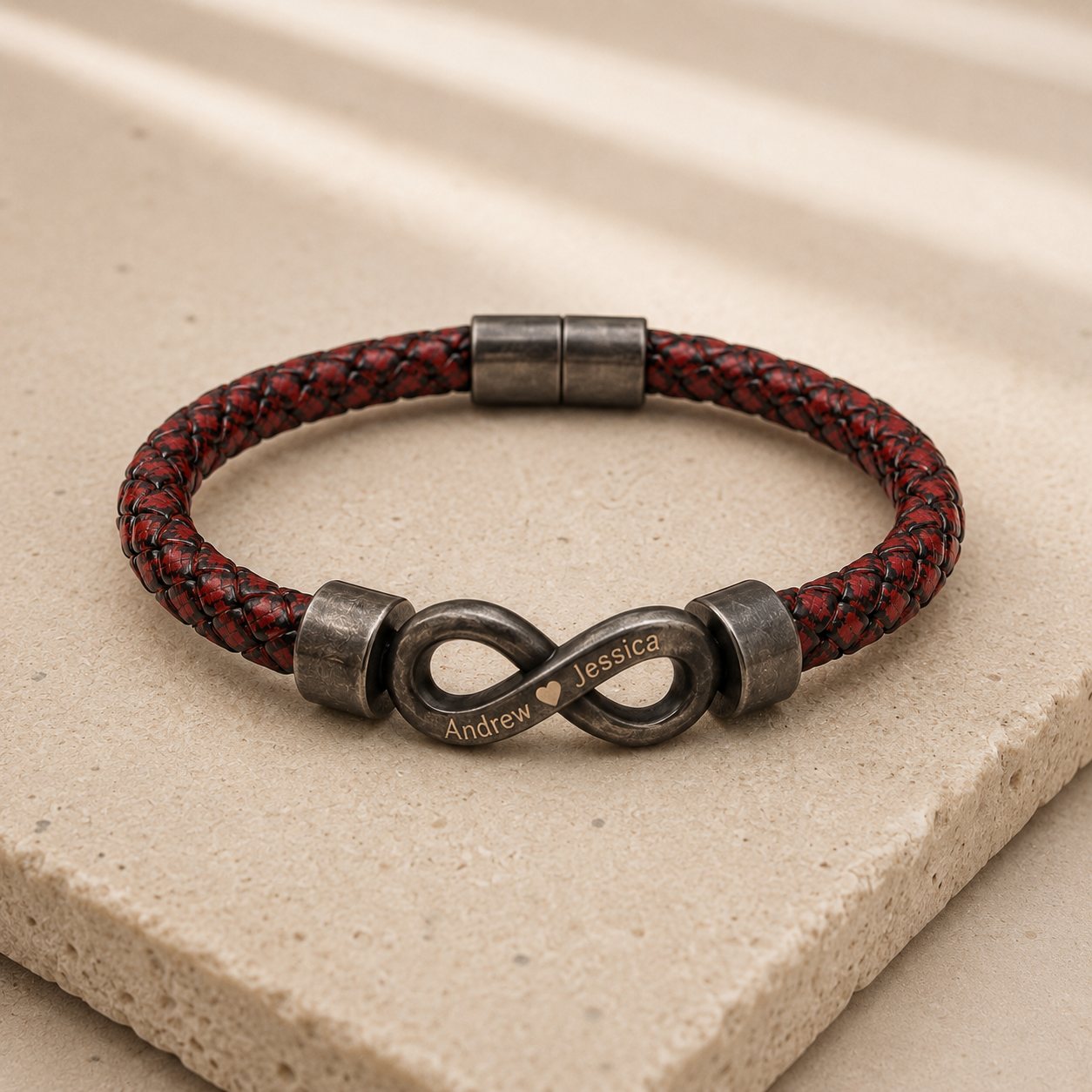 To My Son Never Alone Black Infinity Braided Bracelet