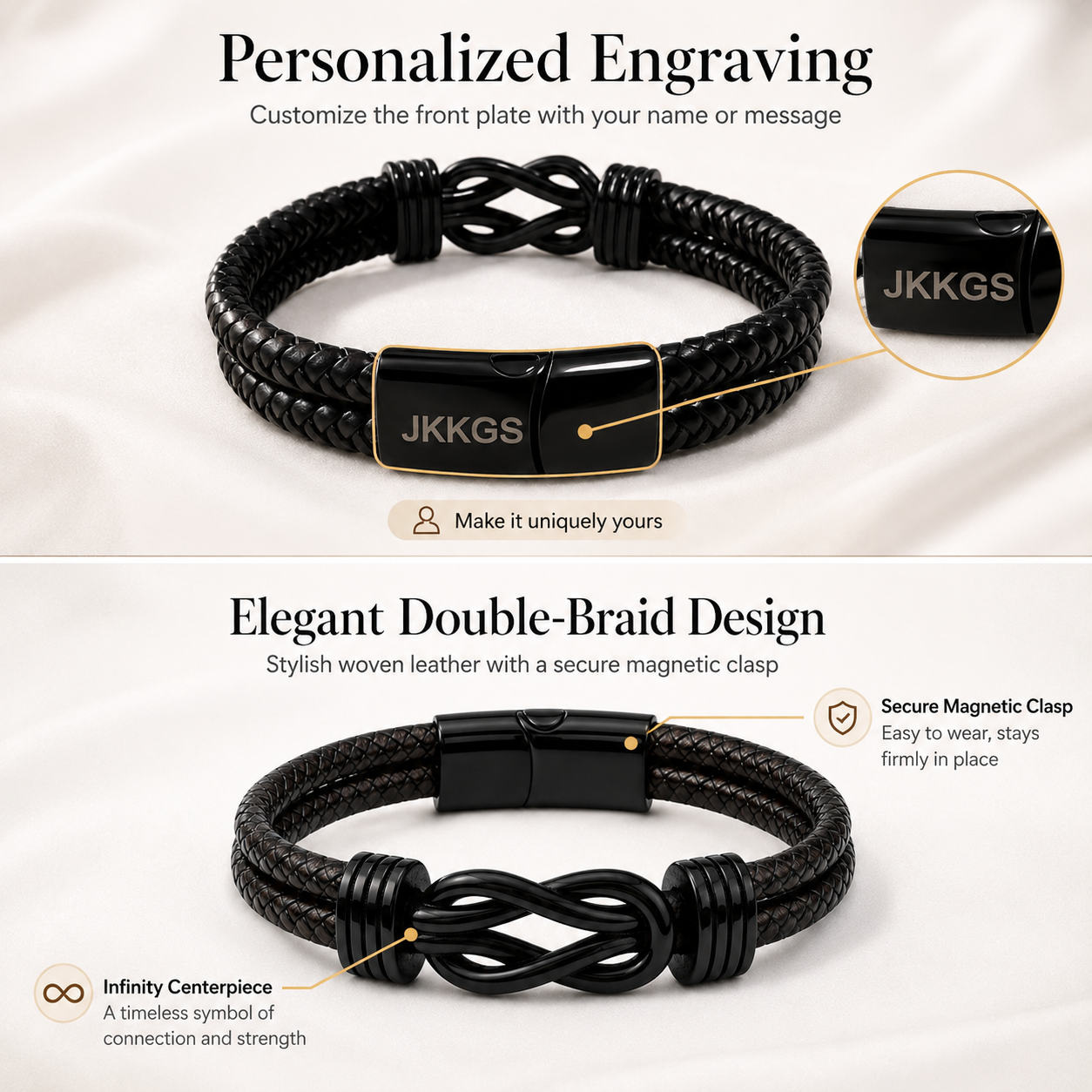 To My Husband Always Close Black Infinity Bracelet