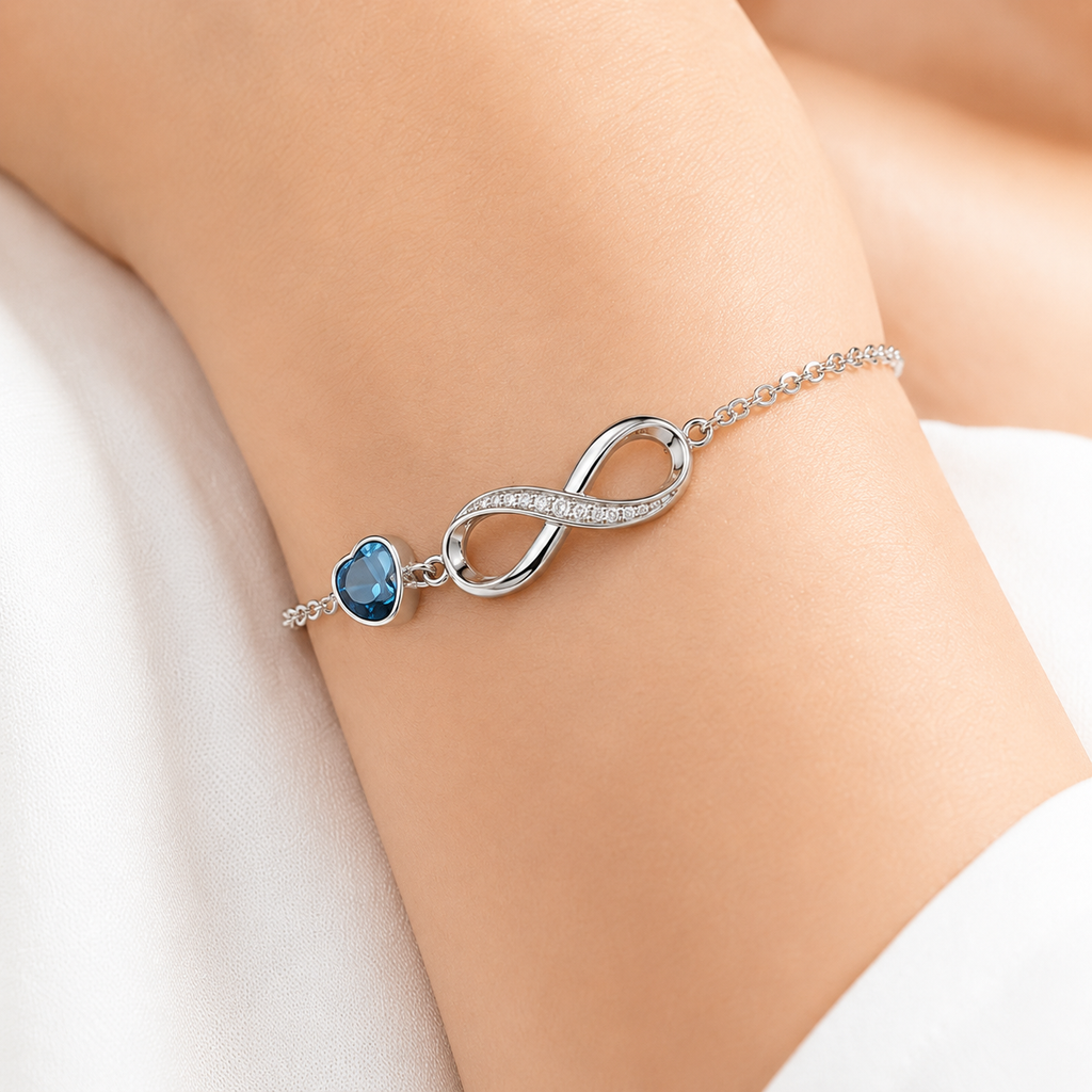 To My Daughter Family Stone Infinity Chain Bracelet