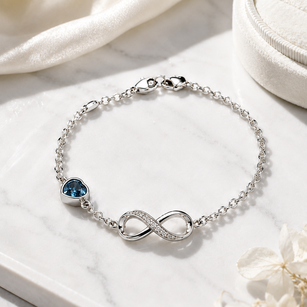 To My Daughter Family Stone Infinity Chain Bracelet