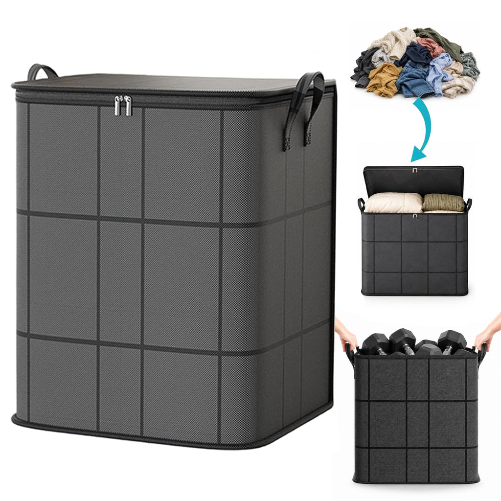 220L XXL Foldable Storage Bag with Reinforced Handles, Upgraded Heavy-Duty Design with Reinforced Seams & Zipper, Portable Moving Storage Bags for Bedding, Clothes & Quilts，XXL: 23.6x19.7x27.6 in：2