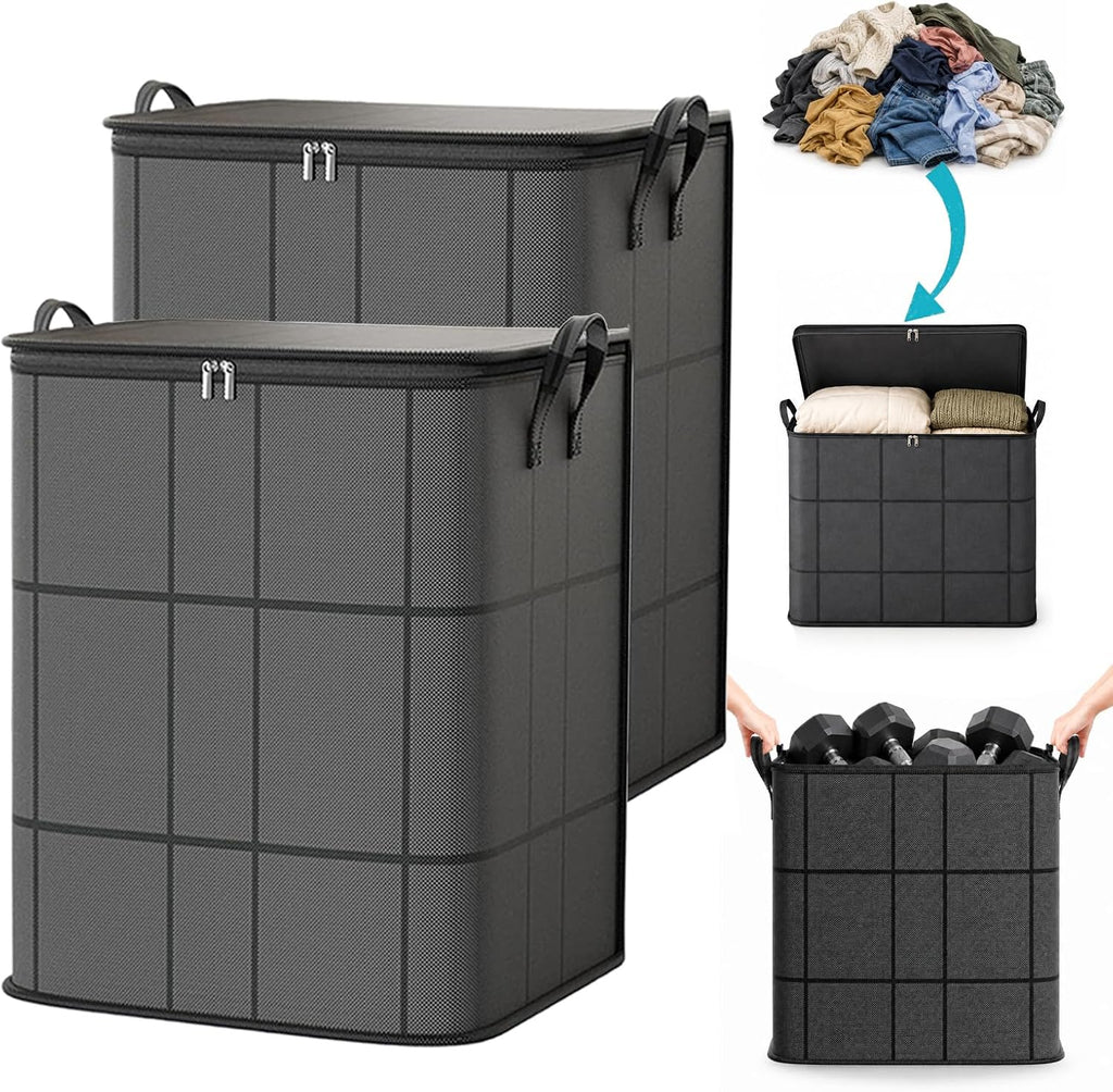 220L XXL Foldable Storage Bag with Reinforced Handles, Upgraded Heavy-Duty Design with Reinforced Seams & Zipper, Portable Moving Storage Bags for Bedding, Clothes & Quilts，XXL: 23.6x19.7x27.6 in：2
