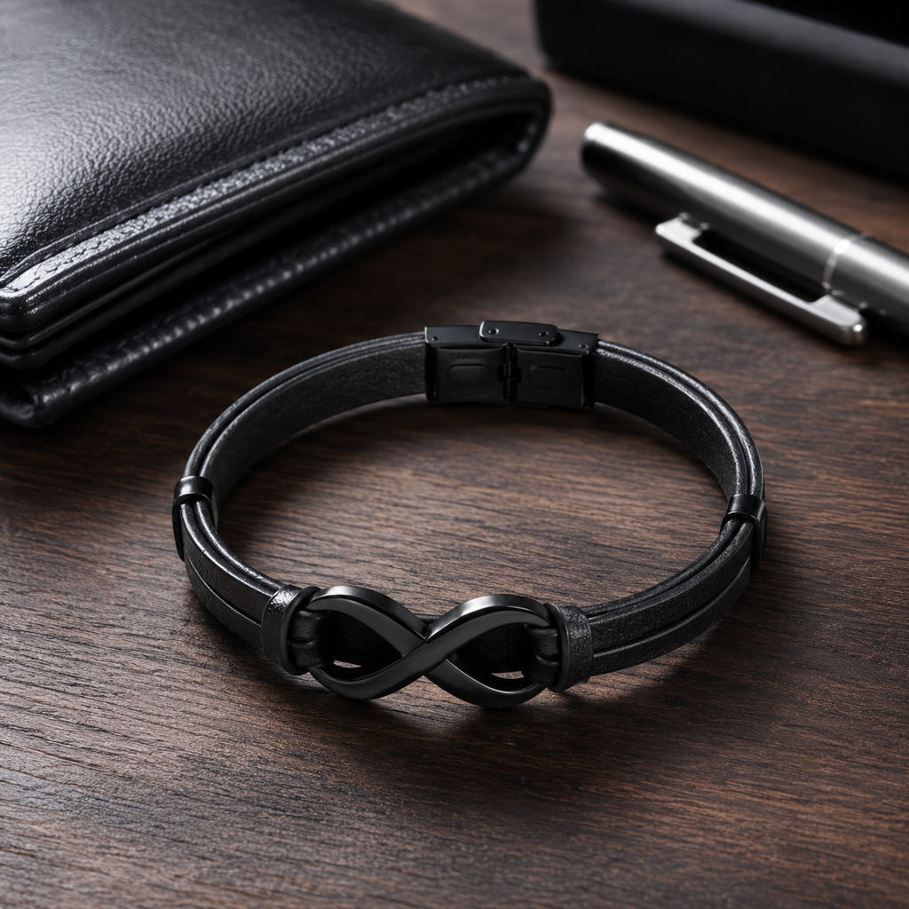 To My Son Always With You Black Infinity Cuff Bracelet