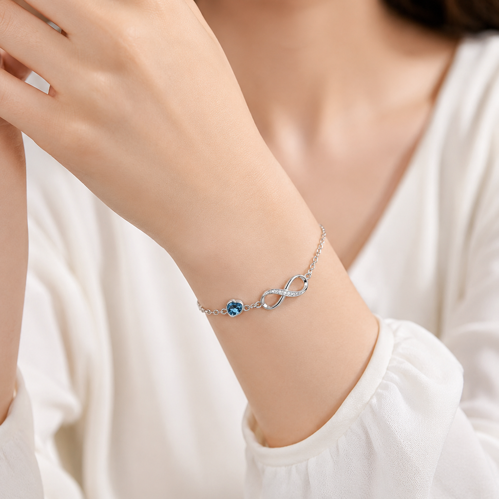 To My Daughter Family Stone Infinity Chain Bracelet
