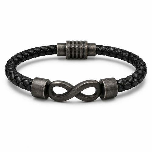 To My Father Black Infinity Braided Bracelet