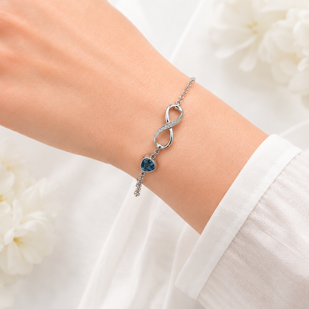 To My Daughter Family Stone Infinity Chain Bracelet