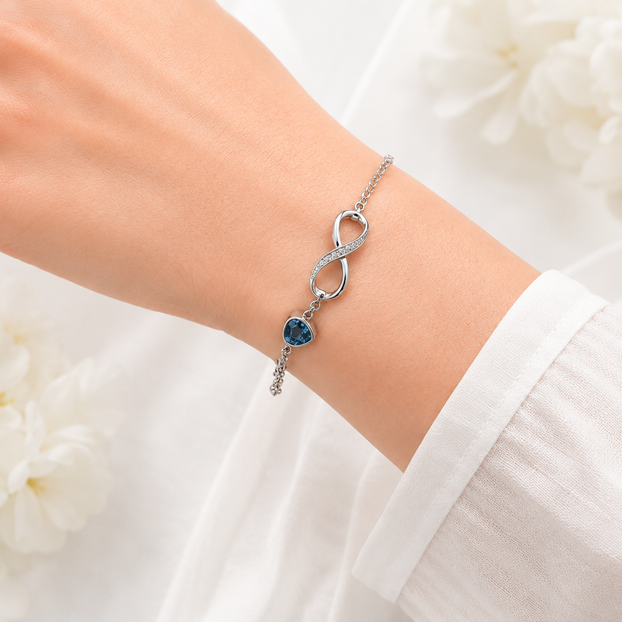 To My Grandma Family Stone Infinity Chain Bracelet