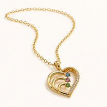 To My Grandma Three-Stone Family Heart Necklace