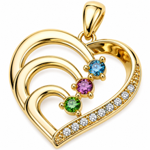 To My Grandma Three-Stone Family Heart Necklace