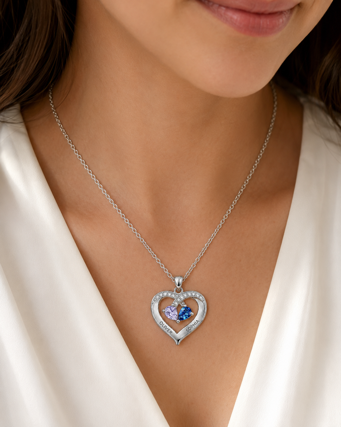 To My Wife Two Hearts Two-Stone Heart Necklace