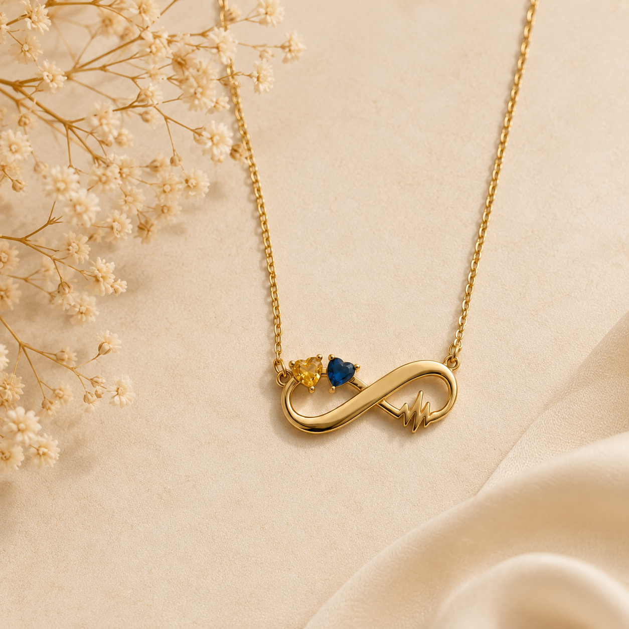 To My Daughter Two-Stone Infinity Heartbeat Necklace