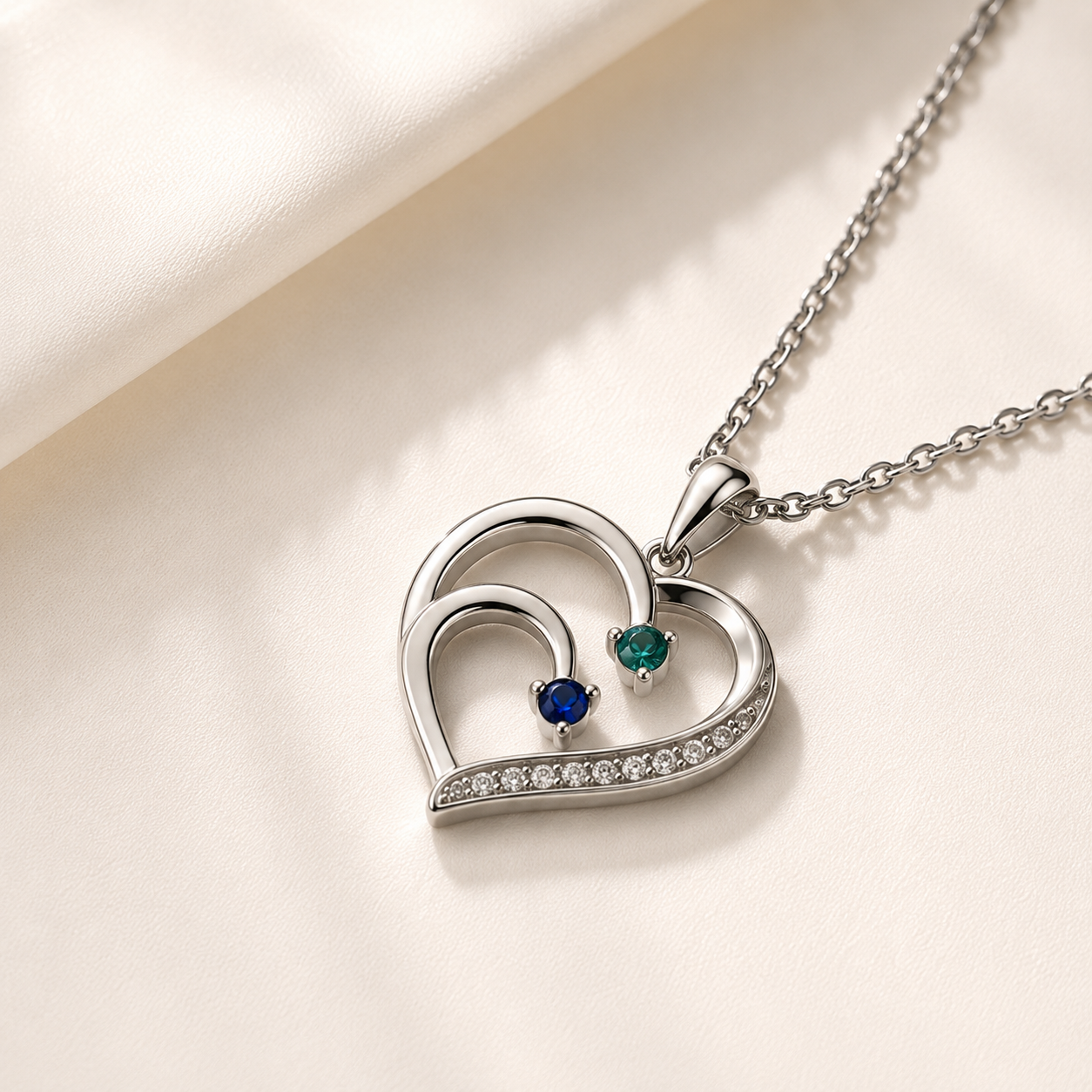 To My Daughter Together Two-Stone Family Heart Necklace