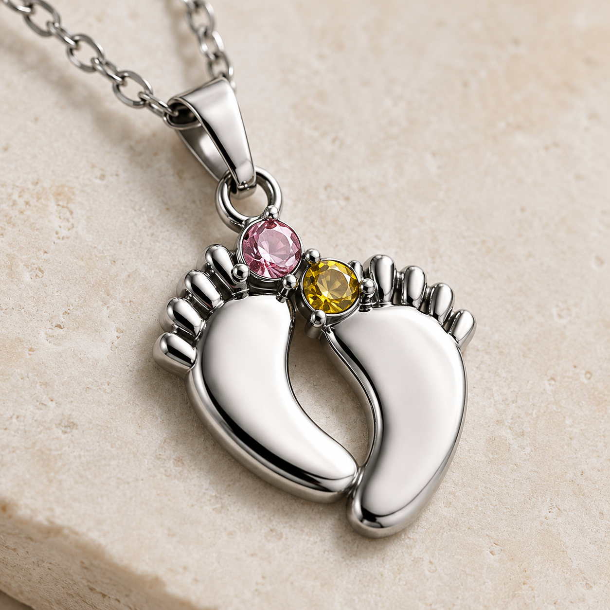 To My Mother Always Near Footprint Stone Necklace