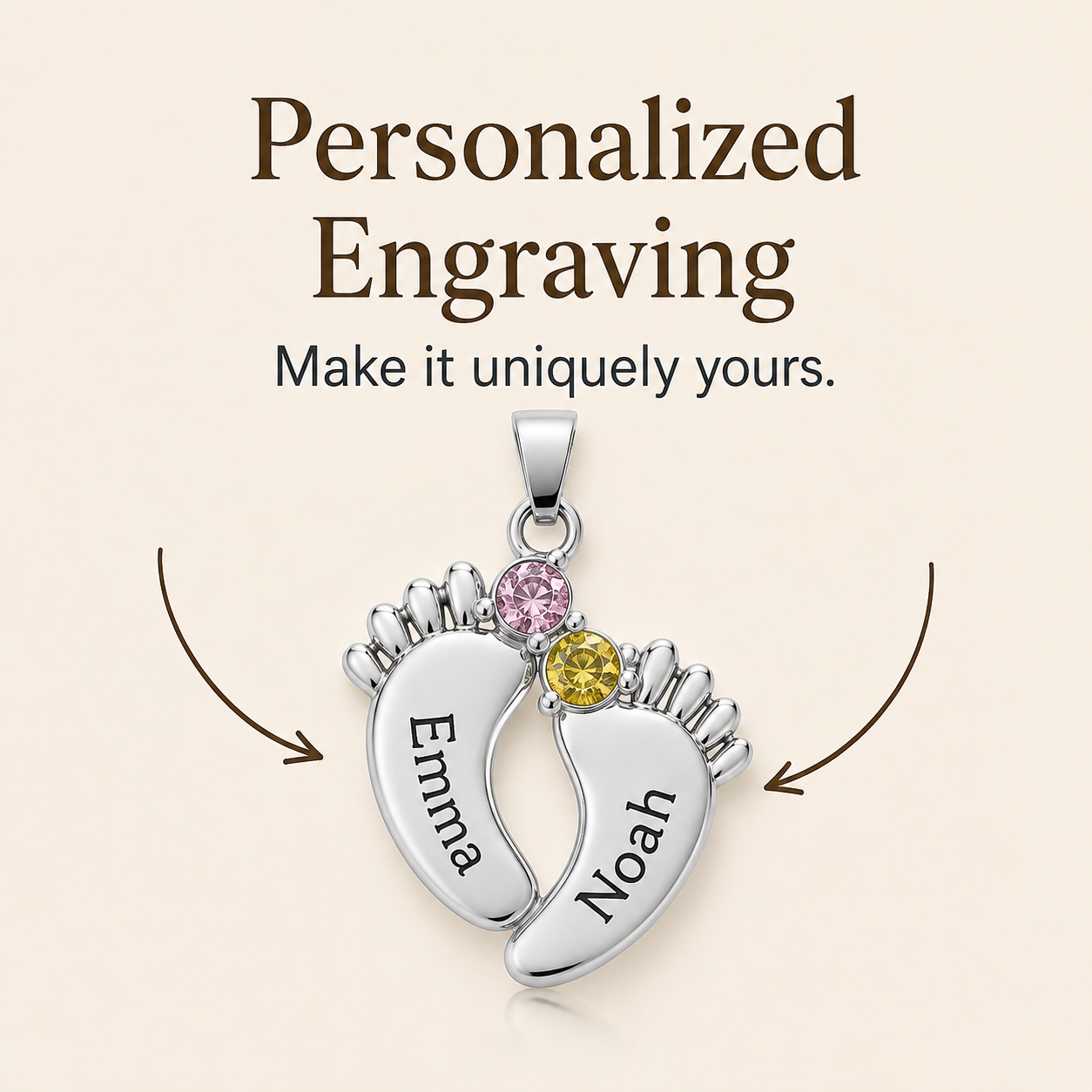 To My Grandma Always Near Footprint Stone Necklace
