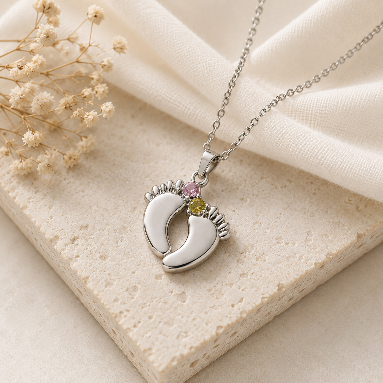 To My Granddaughter Footprint Stone Necklace