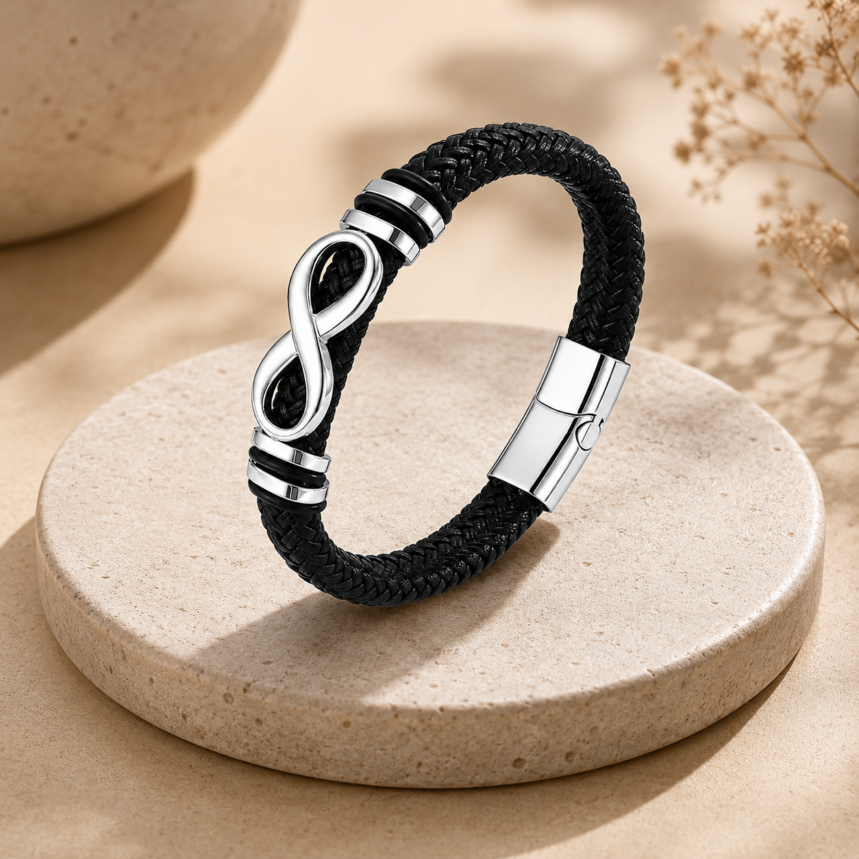To My Grandpa Quiet Strength Sculpted Infinity Bracelet