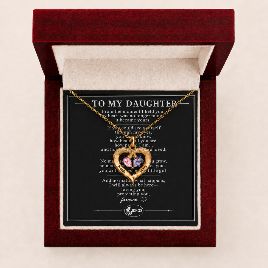 To My Daughter Two Hearts Two-Stone Heart Necklace