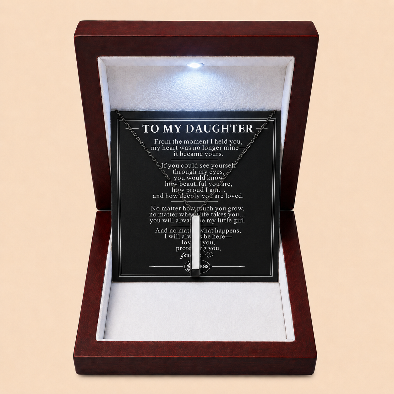 To My Daughter Always Close Vertical Bar Necklace