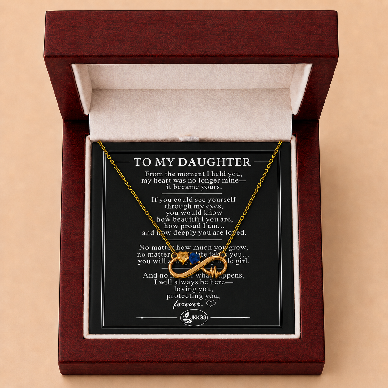 To My Daughter Two-Stone Infinity Heartbeat Necklace