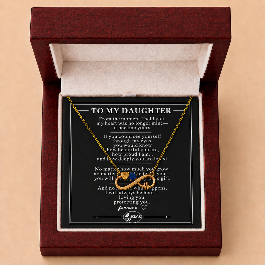 To My Daughter Two-Stone Infinity Heartbeat Necklace
