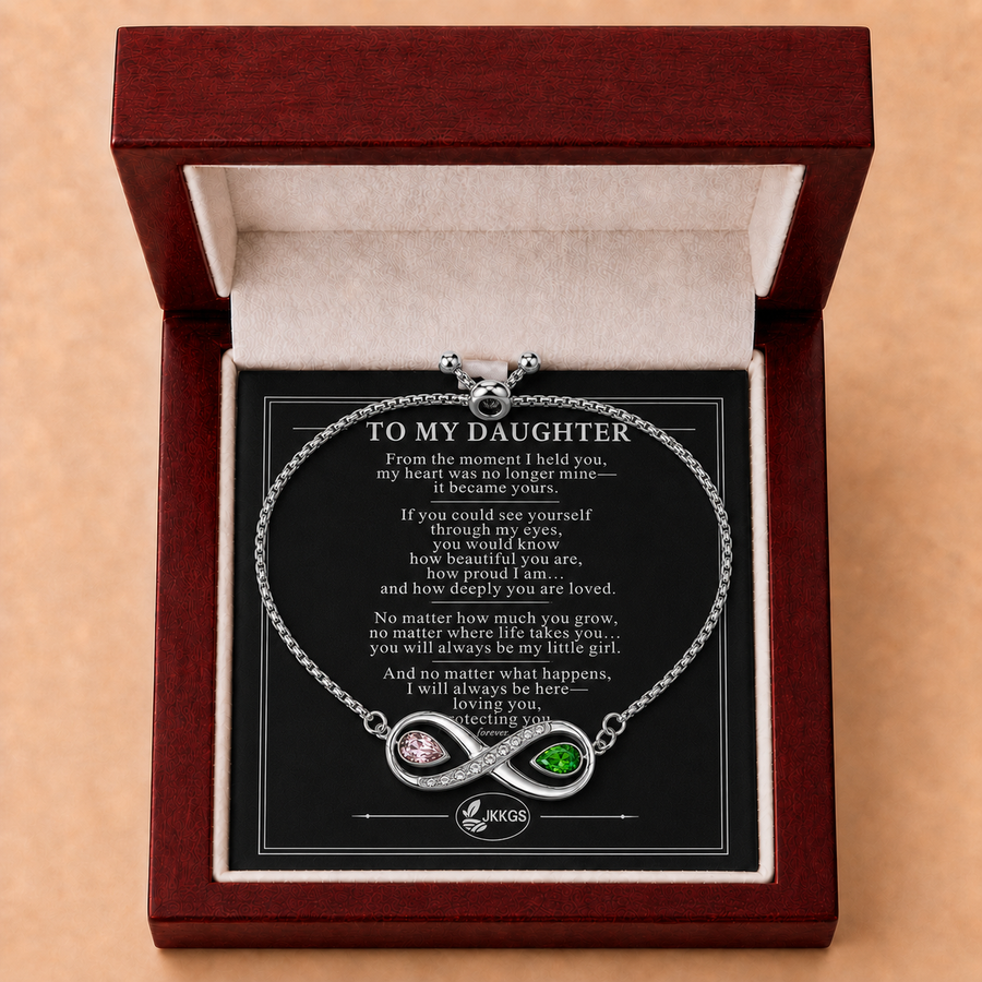 To My Daughter Forever Two-Stone Infinity Bracelet