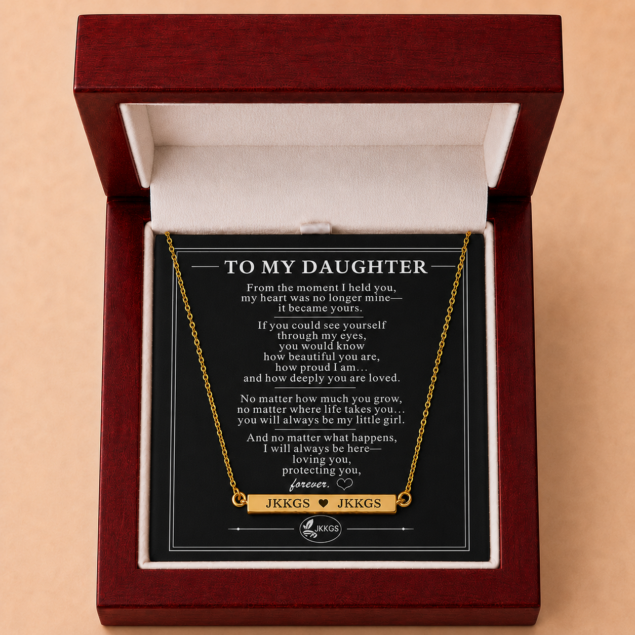 To My Daughter Always Close Horizontal Bar Necklace