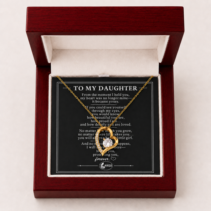 To My Daughter Love Solitaire Heart Necklace