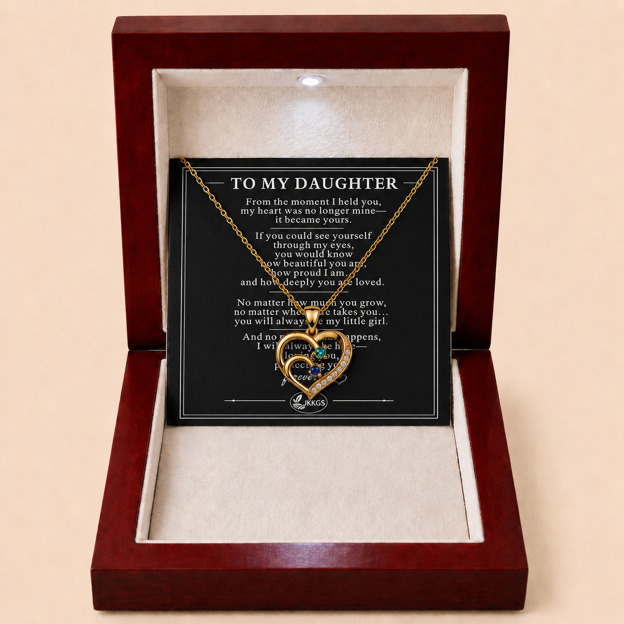 To My Daughter Together Two-Stone Family Heart Necklace