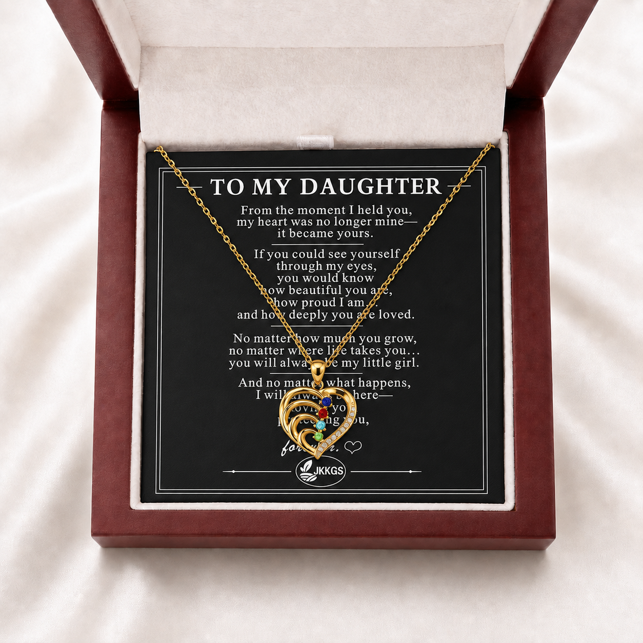 To My Daughter Four-Stone Family Heart Necklace