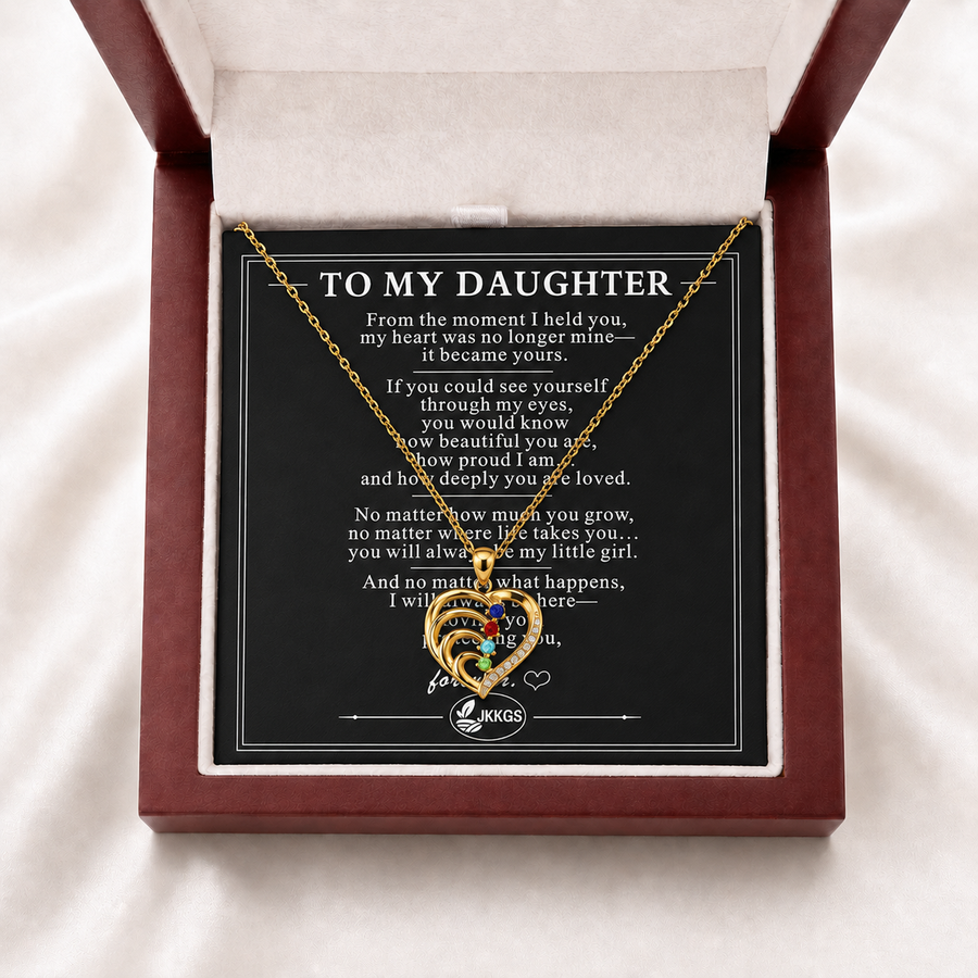 To My Daughter Four-Stone Family Heart Necklace